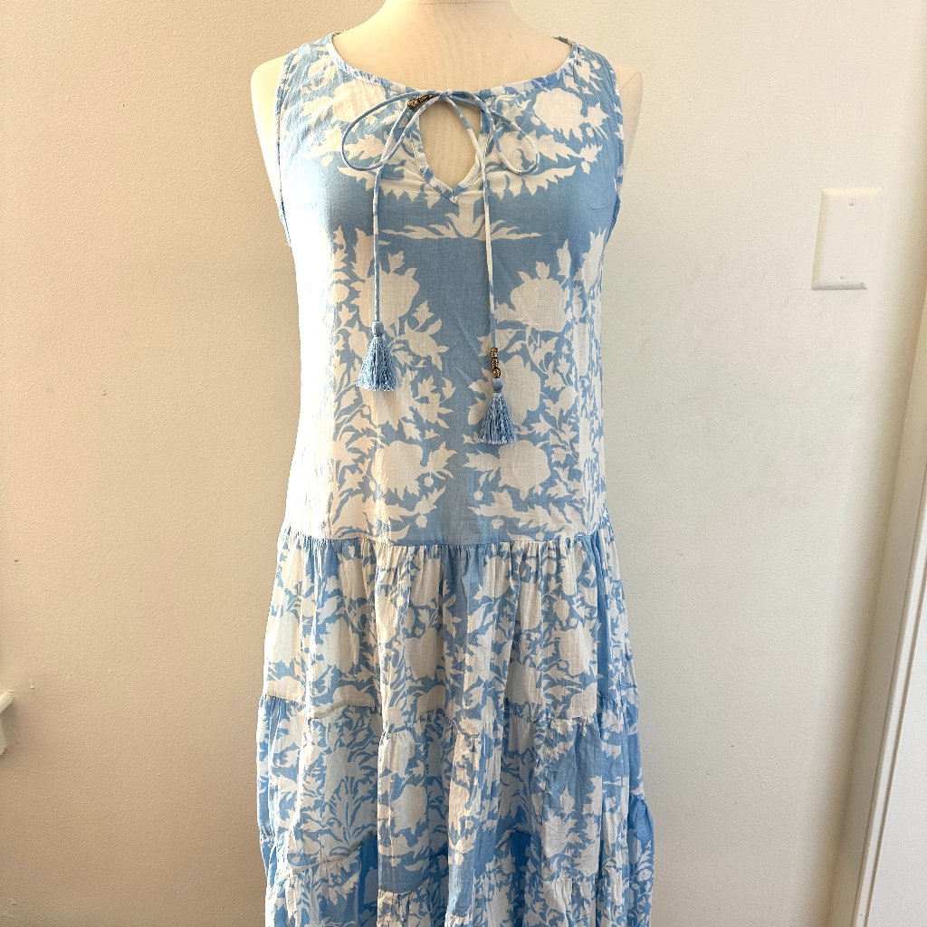 Pick Happy Palm Beach Relax Long Sundress With Tassels Size Small